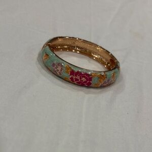 Hi brand turquoise and flowered bangle bracelet